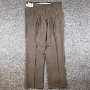 VTG Ralph Lauren Pants Mens 36x32 Brown Glen Plaid Houndstooth Pleated NWT